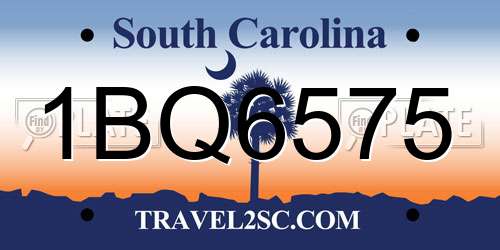 1BQ6575 South Carolina License Plate