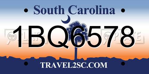 1BQ6578 South Carolina License Plate