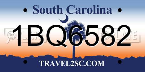 1BQ6582 South Carolina License Plate