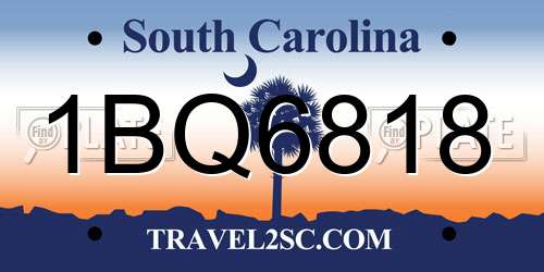 1BQ6818 South Carolina License Plate