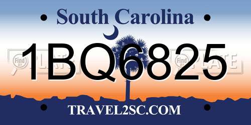 1BQ6825 South Carolina License Plate