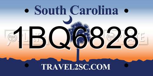 1BQ6828 South Carolina License Plate