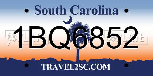 1BQ6852 South Carolina License Plate