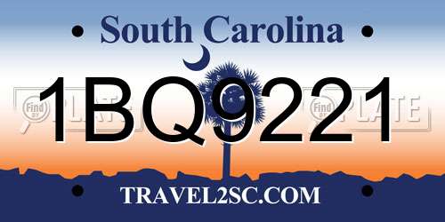 1BQ9221 South Carolina License Plate