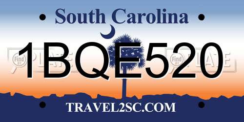 1BQE520 South Carolina License Plate