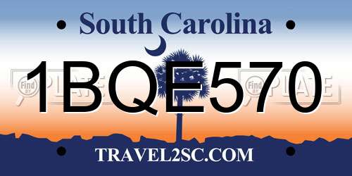 1BQE570 South Carolina License Plate