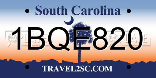 1BQE820 South Carolina License Plate