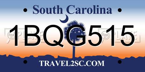 1BQG515 South Carolina License Plate