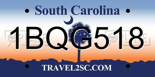 1BQG518 South Carolina License Plate