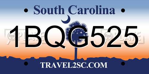 1BQG525 South Carolina License Plate