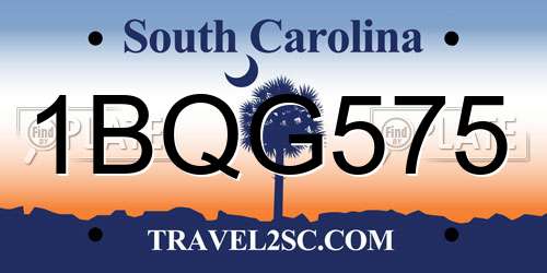 1BQG575 South Carolina License Plate
