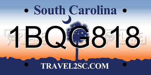 1BQG818 South Carolina License Plate