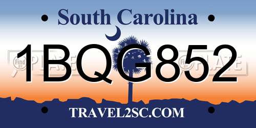 1BQG852 South Carolina License Plate