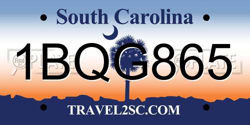1BQG865 South Carolina License Plate
