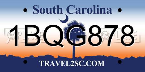 1BQG878 South Carolina License Plate