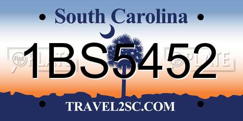 1BS5452 South Carolina License Plate