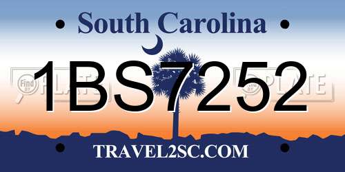 1BS7252 South Carolina License Plate