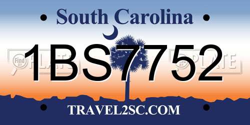 1BS7752 South Carolina License Plate