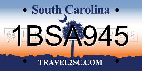 1BSA945 South Carolina License Plate