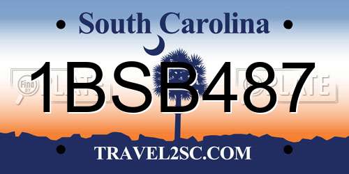 1BSB487 South Carolina License Plate