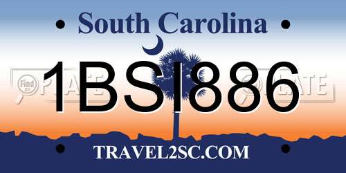 1BSI886 South Carolina License Plate