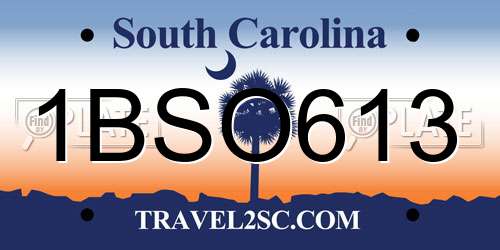 1BSO613 South Carolina License Plate