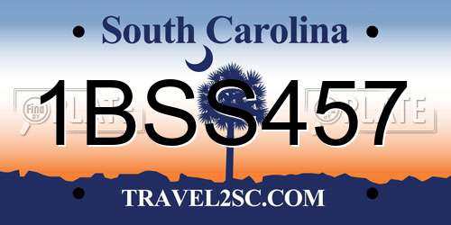 1BSS457 South Carolina License Plate