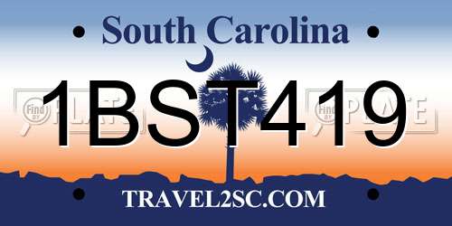 1BST419 South Carolina License Plate
