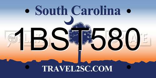 1BST580 South Carolina License Plate