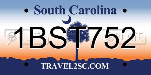 1BST752 South Carolina License Plate