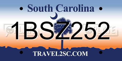 1BSZ252 South Carolina License Plate