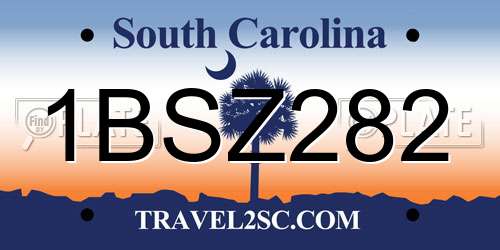 1BSZ282 South Carolina License Plate