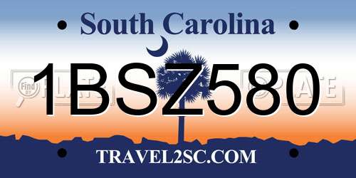 1BSZ580 South Carolina License Plate
