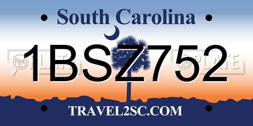 1BSZ752 South Carolina License Plate