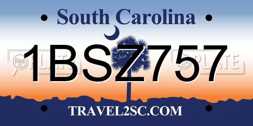 1BSZ757 South Carolina License Plate