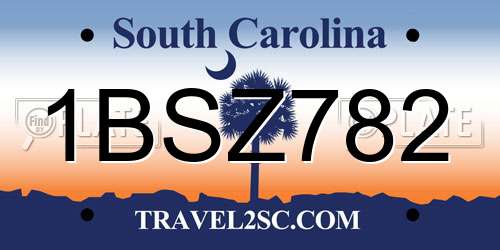 1BSZ782 South Carolina License Plate