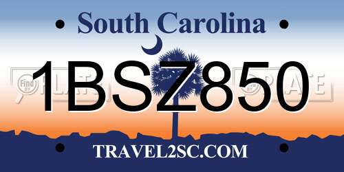 1BSZ850 South Carolina License Plate