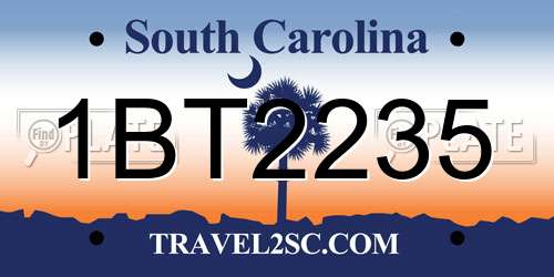 1BT2235 South Carolina License Plate