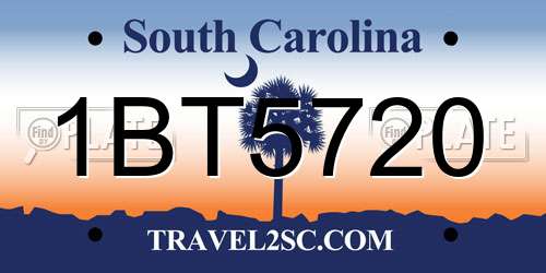 1BT5720 South Carolina License Plate
