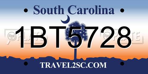 1BT5728 South Carolina License Plate