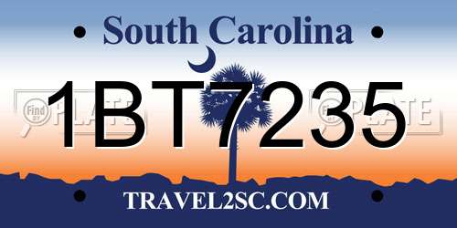 1BT7235 South Carolina License Plate