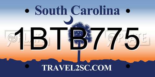 1BTB775 South Carolina License Plate