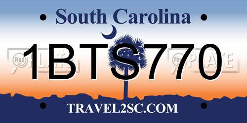 1BTS770 South Carolina License Plate