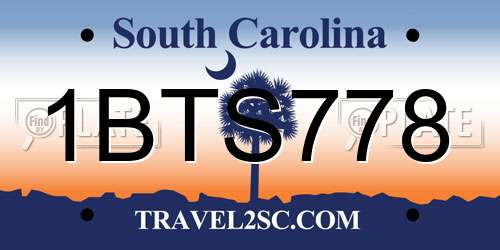 1BTS778 South Carolina License Plate