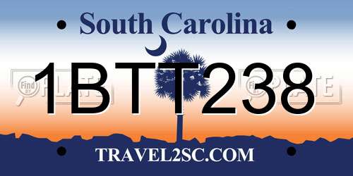 1BTT238 South Carolina License Plate