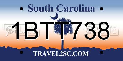 1BTT738 South Carolina License Plate