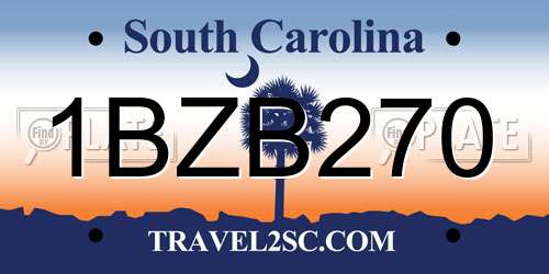 1BZB270 South Carolina License Plate