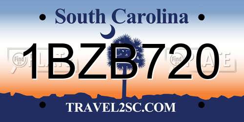 1BZB720 South Carolina License Plate