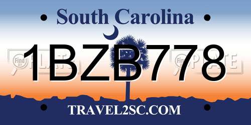 1BZB778 South Carolina License Plate