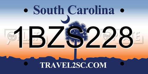 1BZS228 South Carolina License Plate
